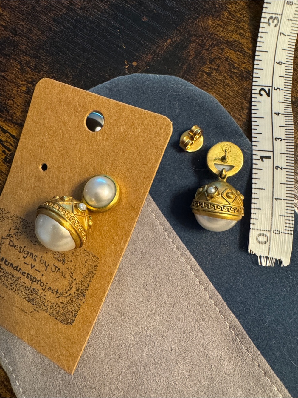**Rare** Julie Vos 24 Karat gold plated double pearl drop earrings (2020 Medici)